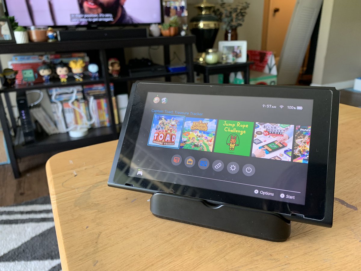 maddieofbeebalm's tweet image. So I know the switch’s kickstand sucks and I wanted to share my solution! I got a old Wii U gamepad charging dock and I took the roller wheels out and it made it into a little stand that actually works really well! And if you have one lying around it’s free! #switchhacks 👌🏻👌🏻