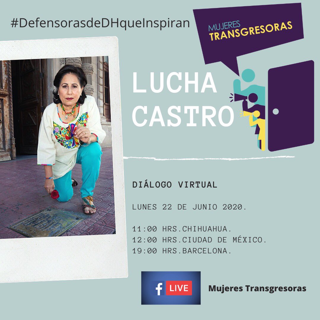 OCNF's tweet photo. 🗓 📣📌 HOY | Diálogo virtual con la defensora de derechos humanos Lucha Castro @luchacastro52 y @AtzirieAvila | Lunes 22 de junio | Facebook Live: Mujeres Transgresoras @MTransgresoras | 12:00 Hrs. #DefensorasdeDHqueInspiran #MujeresTransgresoras https://t.co/1wohWBrebh @cedehm https://t.co/C4oqT5USgf