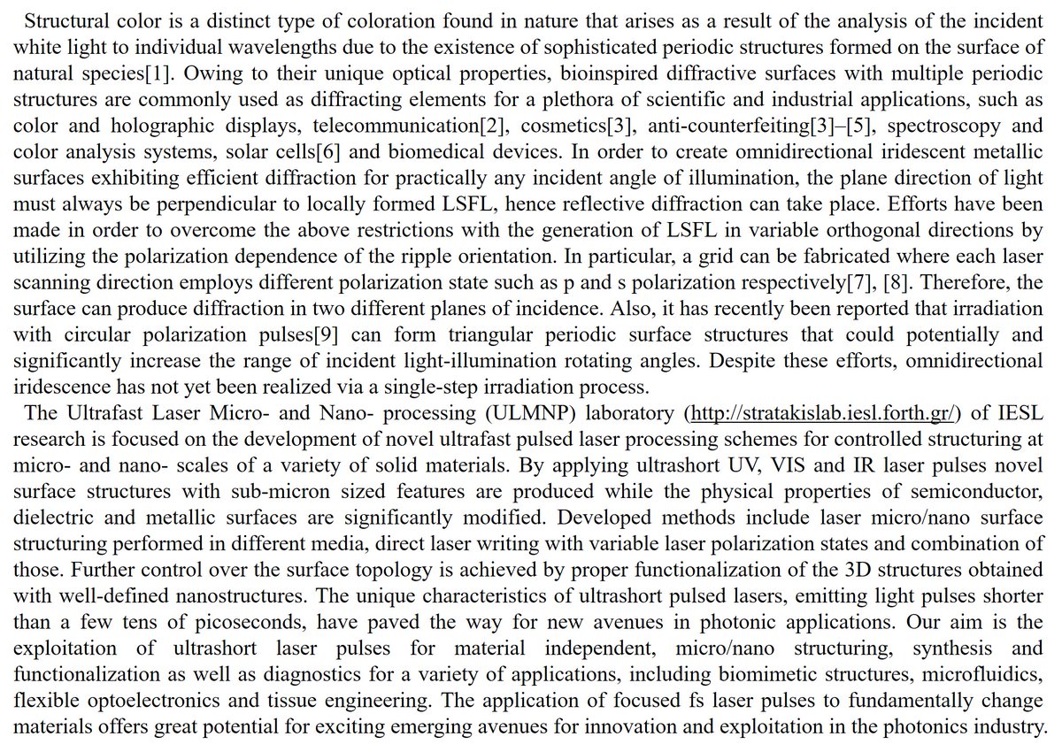 OEA_journal's tweet image. #OEA_Hightlight [Original Article] Omnidirectional iridescence via cylindrically-polarized femtosecond laser processing
#Institute_of_Electronic_Structure_and_Laser
#Laser_processing #Structural_colors #Radial_polarisation
dx.doi.org/10.29026/oea.2…