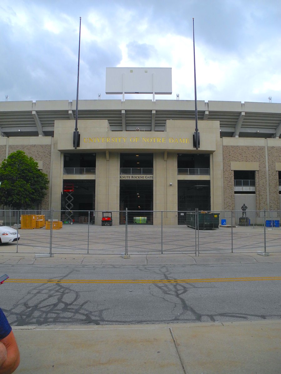 Notre Dame is a Catholic University, in the town of South Bend (pop 100k), about 100 miles from Chicago. It has an 80,000 seat (yep) stadium on campus and (honestly) a 1:7 scale replica of the Grotto of Lourdes. On my guided tour was a poster thanking Father Ted, which was nice.