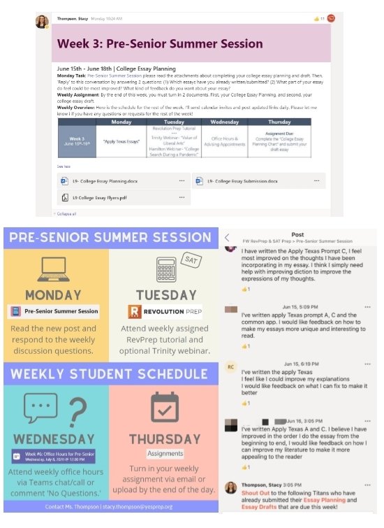 yesprepACE's tweet photo. In Ms. Thompson’s week 3 SAT Pre-Senior Summer Sessions, many of our Juniors have successfully completed their college essay planning and drafts. Ms.Thompson hosts live RevPrep tutorials and live Trinity webinars to provide a platform of guidance for our students. https://t.co/TON5ZWycv2