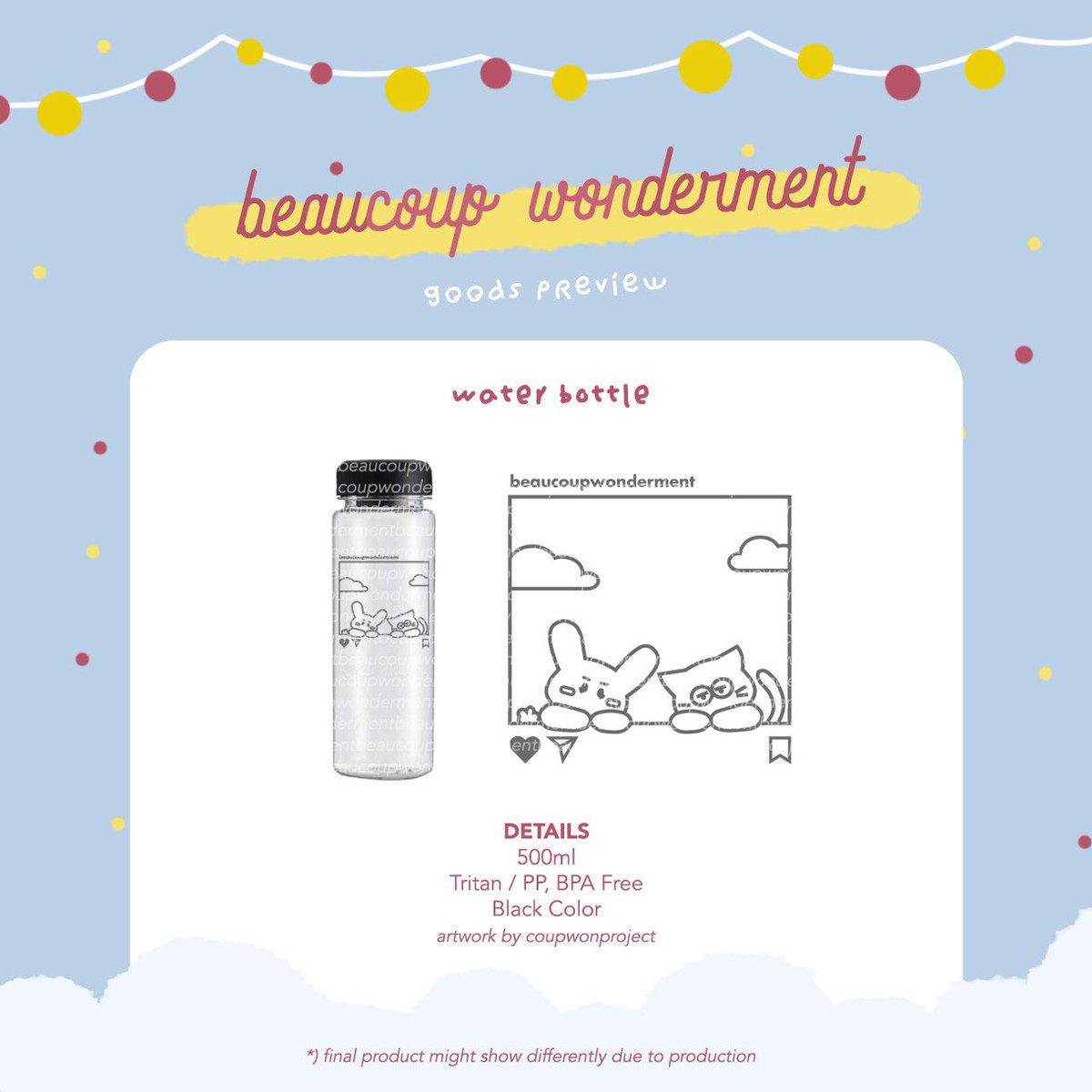  Closer view of the designs! 2/2. You can buy the water bottle & acrylic keyring separately~