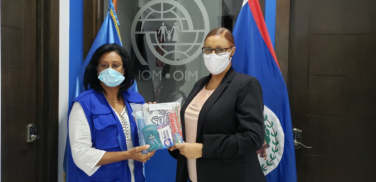 IOMBelize's tweet photo. IOM Belize donated an additional 150 male hygiene kits to the Ministry of Human Development, Social Transformation, and Poverty Alleviation on June 19th. The kits will help support migrants in quarantine shelters across the country. IOM is honored to support COVID-19 efforts. https://t.co/JN8NAbNumY