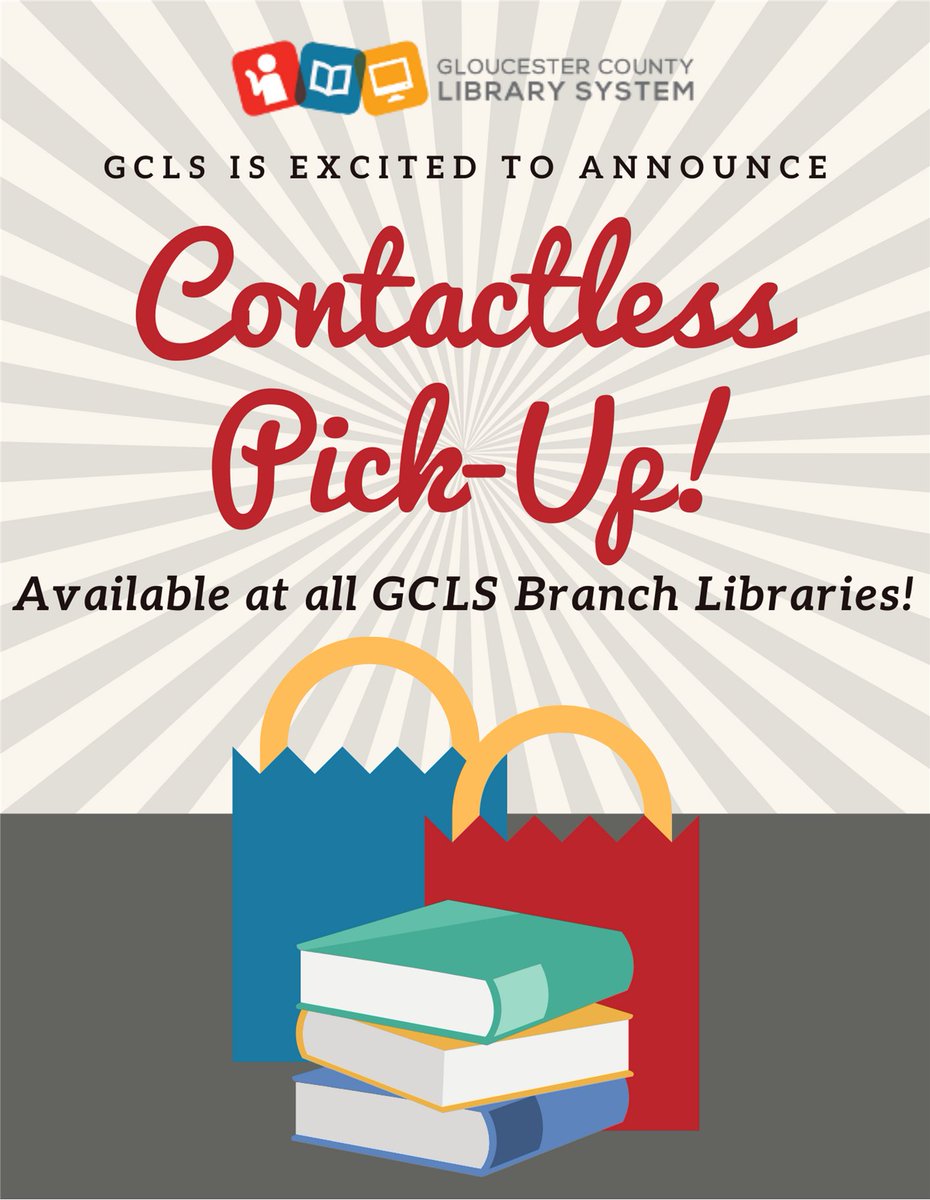 GCLS is excited to announce our Contactless Pickup Service. Starting today, 6/22/2020, you will be able to schedule an appointment time at your nearest GCLS Branch Library to pick up your holds!  For more information, please visit us online at gcls.org/pickup.