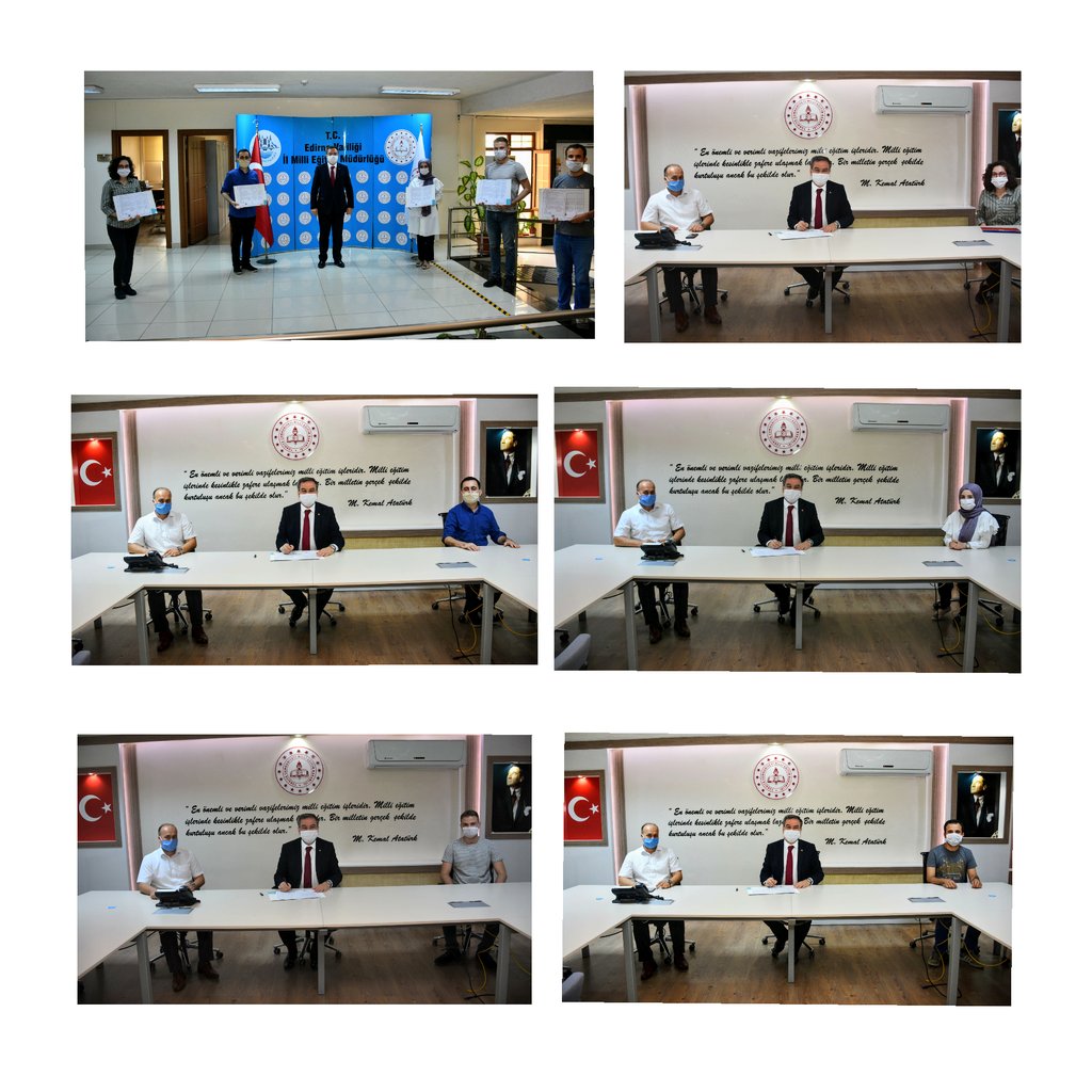 Serhat Şehri Edirne’mize ilk atamaları yapılan sözleşmeli öğretmenlerimizin sözleşmeleri
İl MEM Sayın <a href="/Dr_Onderarpaci/">Dr. Önder ARPACI</a>'nın  katılımıyla Müdürlüğümüzde imzalandı.
Mesleğe yeni başlayan öğretmenlerimize görevlerinde başarılar dileriz.
<a href="/tcmeb/">Millî Eğitim Bakanlığı</a> <a href="/ziyaselcuk/">Ziya Selçuk</a> <a href="/edirne_valiligi/">Edirne Valiliği</a>