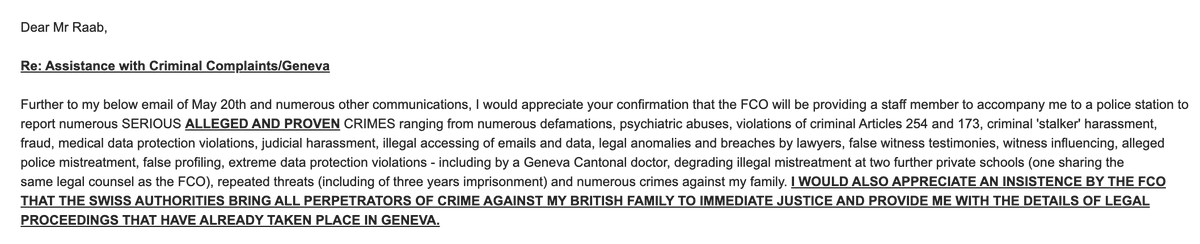 SUSANBR47706704's tweet photo. @DominicRaab @DanielaCalota1 @BrunoRguezP Perhaps you could insist that the #Swiss authorities bring all perpetrators of crime against British citizens to justice, including #Geneva Minister of Education's husband, #PascalEmery, for falsely exonerating #VickyTuck @CharterhouseSch in spite of @hmpps record! #Case6506051 https://t.co/mPV3VXT8x2