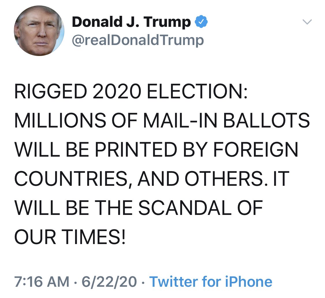 4494 https://twitter.com/realDonaldTrump/status/1275024974579982336What happens if coordination exists with select states to deliver 'printing' and 'paper' ballot recipe(s)? [secrets] to select [F] adversaries? Nothing to lose? Logical thinking.Q