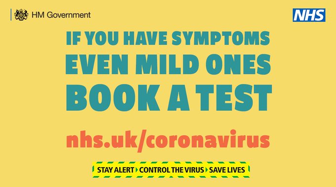 Even if you only have MILD SYMPTOMS of #COVID19 - people in the #EastMidlands should:

- #SelfIsolate 
- book a test

This is part of the process called #TestAndTrace - to reduce transmission of the virus 

To book a test visit: nhs.uk/conditions/cor…

or call 119