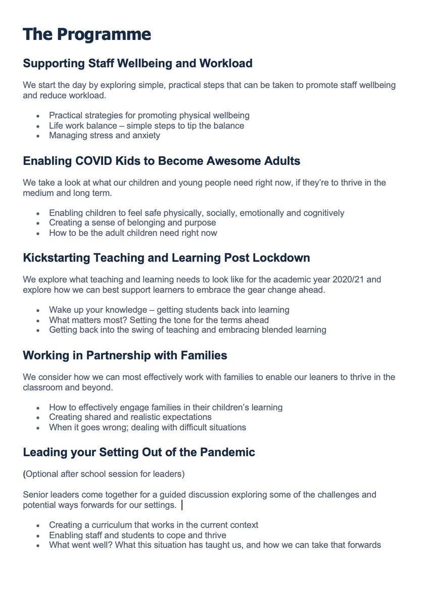PookyH's tweet photo. I can only be in one place at once, so for this year's September INSET I've created a programme that is exactly what ALL school staff need right now
Open to all. Low cost.
https://t.co/7kajpiZn6q
Dates & costs negotiable because I'm in charge!
Please RT https://t.co/OcJ4SaDde6