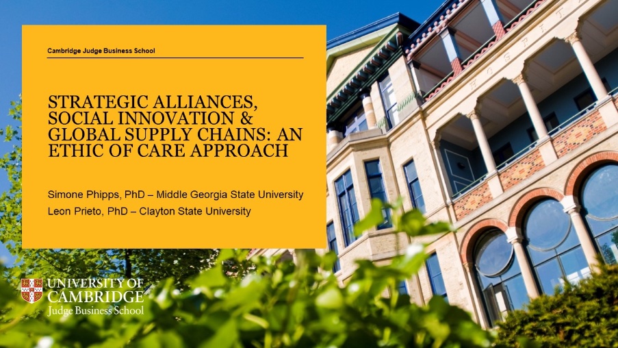 Excited to deliver this @CJBSsocinnov presentation tomorrow with Dr. Simone Phipps to MSt in Social Innovation students at @CambridgeJBS. #Socialinnovation can be utilized within #globalsupplychains to ensure that workers & communities thrive.