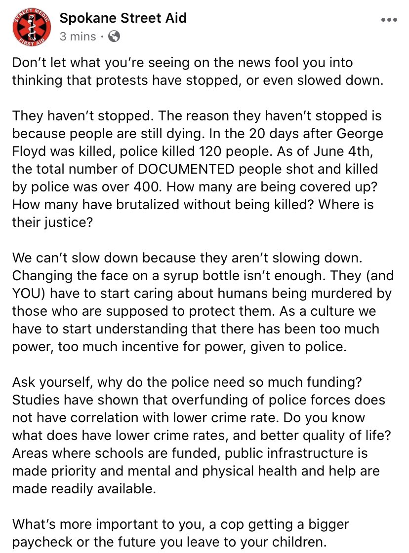 streetaidINW's tweet photo. #BLM #blacklivesmatter #NoJusticeNoPeace #SilenceIsViolence #SpokaneProtest #protests #JusticeForBreonna https://t.co/5veK3AZi54