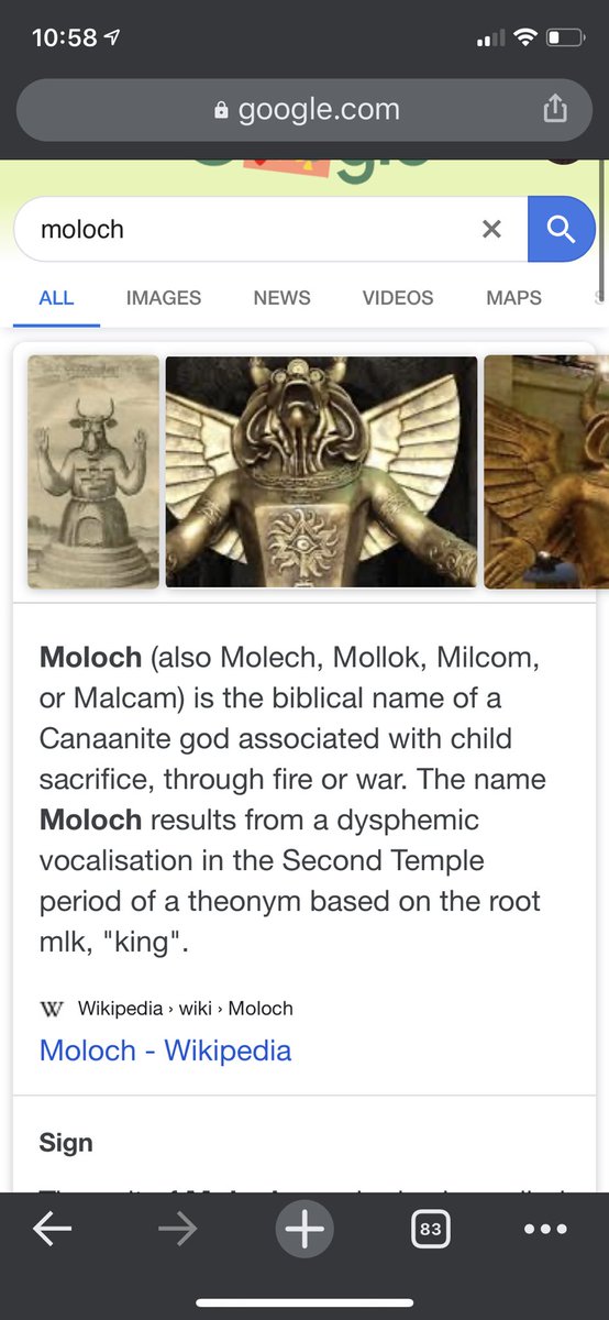 truth98391514's tweet photo. So apparently in the leaked hillary clinton emails, she talked about “sacrificicing a chicken to moloch,” and CHICKEN is a code word for CHILD?! 

Also the fact that Moloch/Molech is an ancient “god” associated with child sacrifice and it’s mentioned in the Bible... 

#PizzaGate https://t.co/Z6kuGusmGG