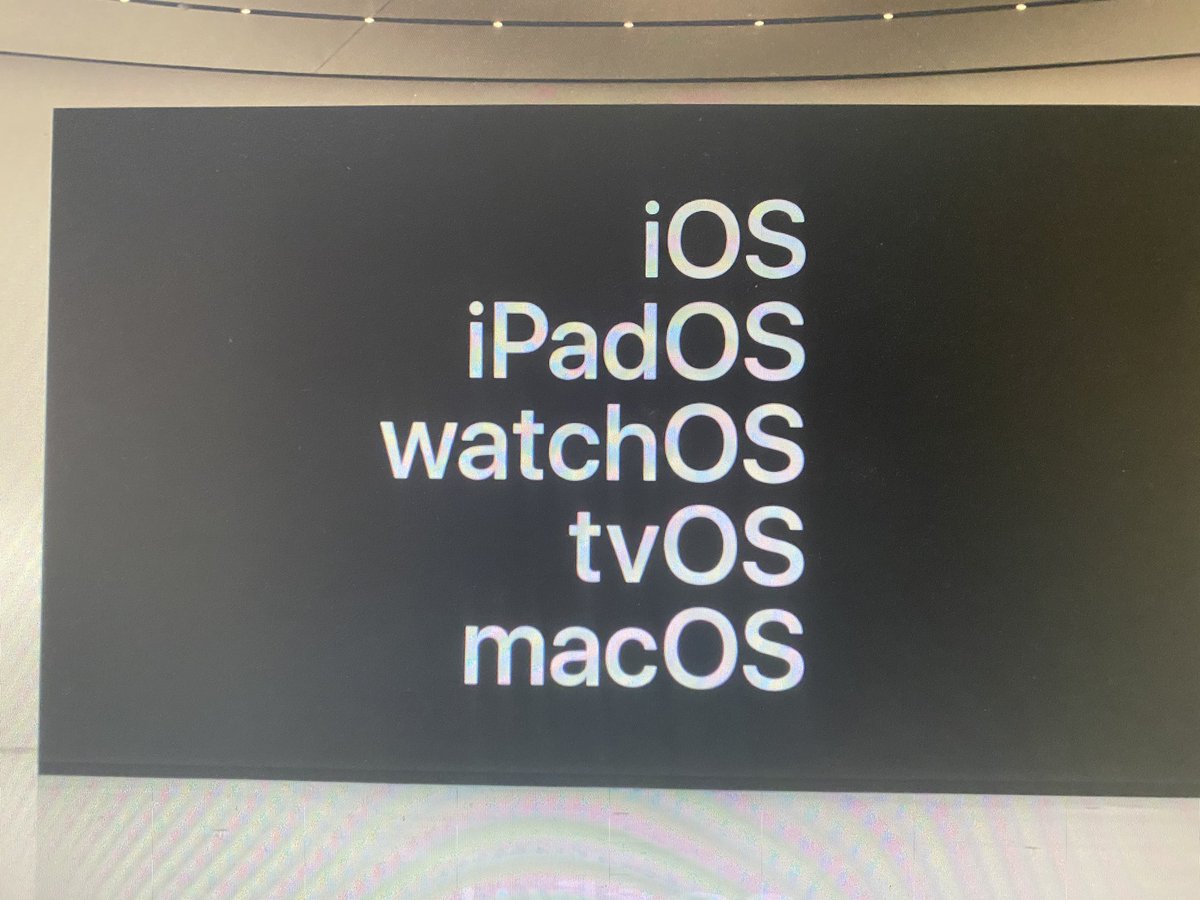 Here's the rundown of what will be discussed during the keynote: iOS, iPadOS, watchOS, tvOS, macOS  #WWDC