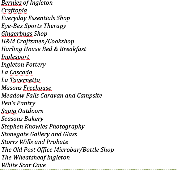 WIN a £10 voucher to spend at one of 20 Ingleton businesses. Voucher valid for 1 year. Answer 1 question a week. Post your answer as a REPLY to THIS tweet. 1 entry per person. Week 1. Name the highest of the Yorkshire 3 Peaks.  Entries close 11pm 28 June.