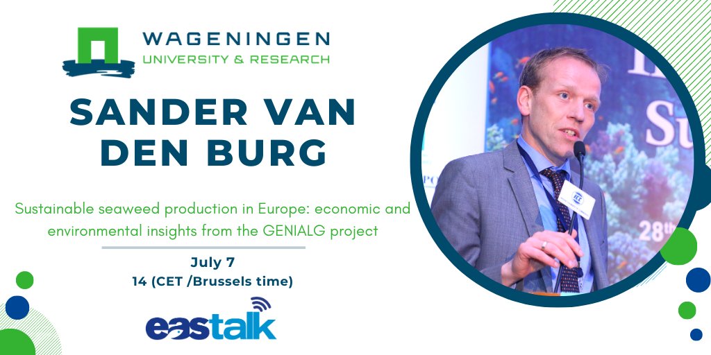 GENIALG_EU's tweet photo. Register for the next @easaqua webinar with @GENIALG_EU partner @sander_vdburg @WUR entitled #Sustainable #seaweed production in #Europe: economic &amp; environmental insights from the GENIALG project
🌟7 July at 2pm CET
More info ➡️ https://t.co/dcVVKtU6P6 https://t.co/VRJTnqViJC