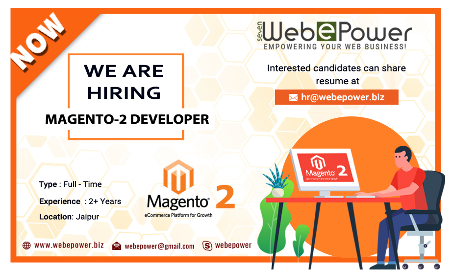 webepower's tweet image. We are hiring Magento2 developer (2+ Year experience), Location: Jaipur #magento2developer #jaipur #hiring #JobSearch #job