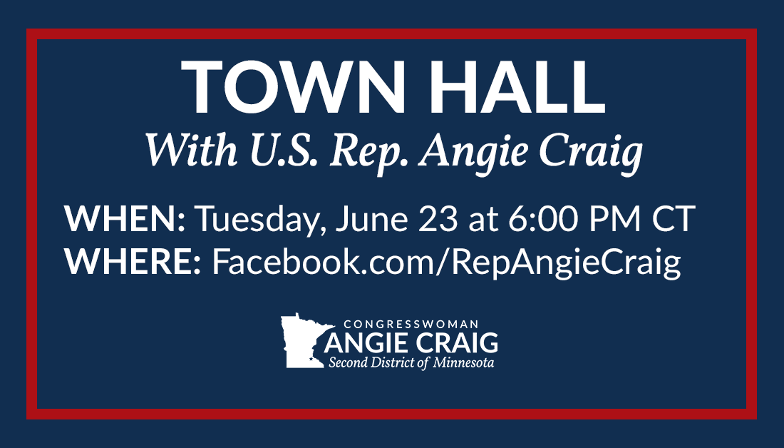 RepAngieCraig's tweet photo. Join me tomorrow evening for a virtual town hall! While I wish it could be in-person, I’m looking forward to answering your questions about COVID-19 and my work serving you in Congress. You can watch live on my Facebook page at: https://t.co/X4bgjyPIIm. https://t.co/COYsfkBCNN