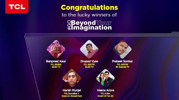 tcl_india's tweet image. Thank you for joining us during the #GoBeyondYourImagination #QLED range live launch and participating in our on the spot event contest.

Congratulation to you all, please inbox us your details to know how you can collect your prize!