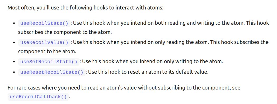 jsbisht_'s tweet image. Here is a summary of #recoiljs api. Thats all you need to know to get started(if you know react hooks). How cool is that.

#reactjs #javascript #100DaysOfCode