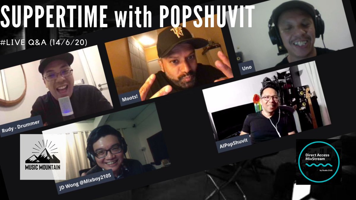 Mixboy2105's tweet photo. [VIDE0] #Suppertime with Pop Shuvit. My @popshuvit bandmates and I sharing stories of our musical career from when we first started all the way right up the present. 

#studio2105 #MusicMountain #DirectAccess #MixStream

https://t.co/L8zrQYeNEk https://t.co/KCDYs4cX84