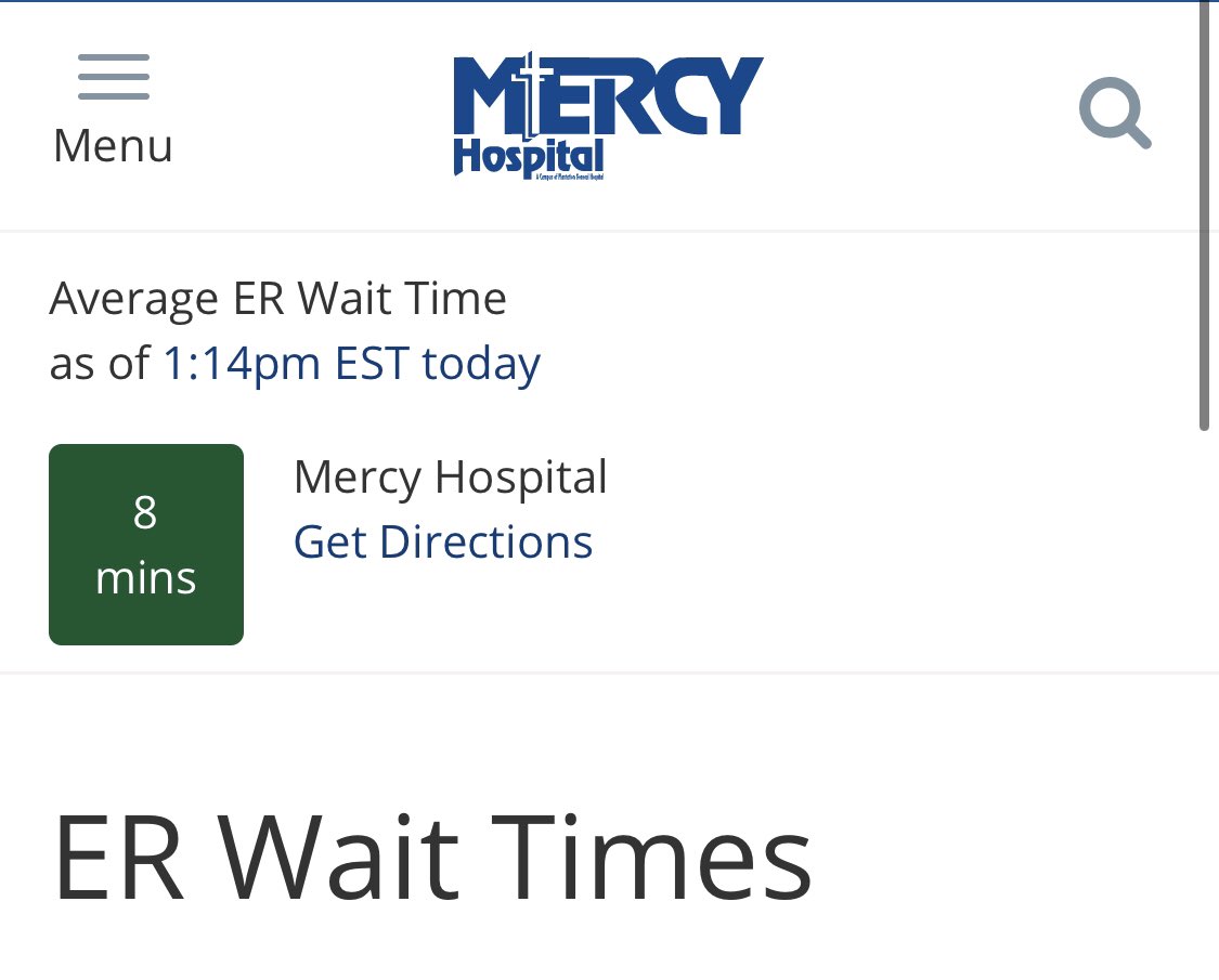 Wait time for the ER closest to our metropolitan area in downtown Miami.