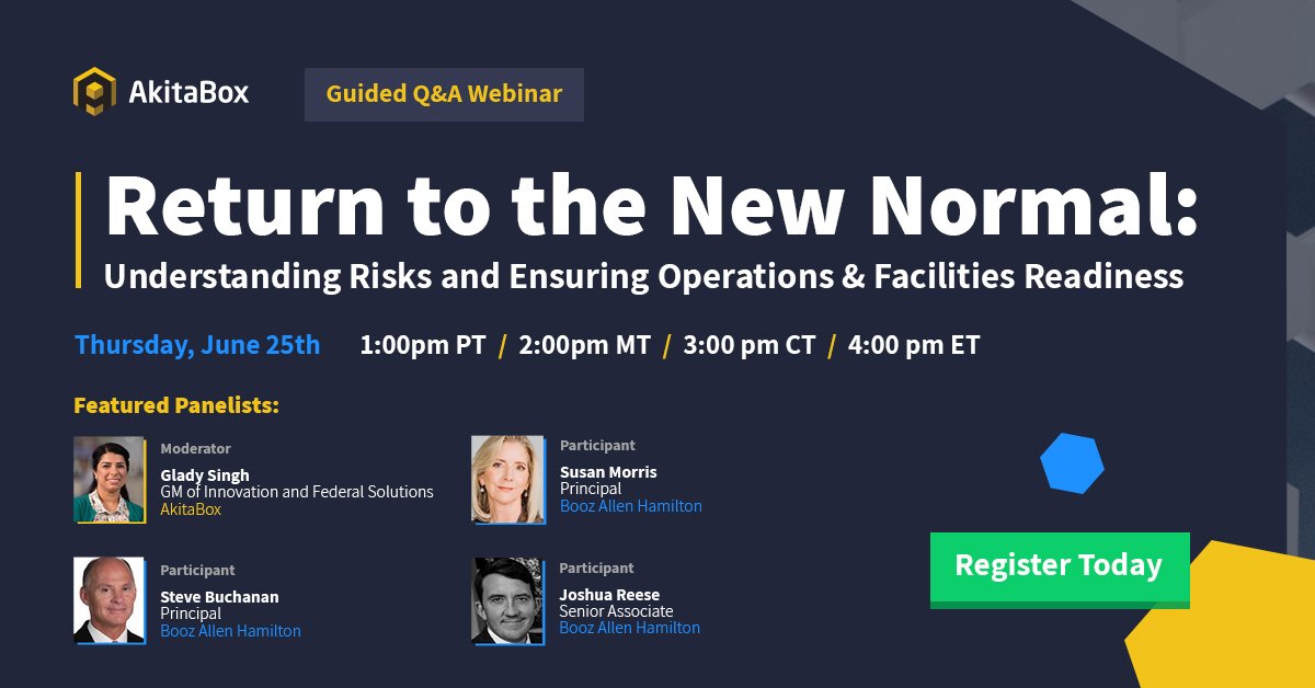 AkitaBox's tweet photo. Don’t miss out on our Thursday Q&amp;A where we’ll talk about re-opening strategies and maintaining operational resilience for businesses. Register today: https://t.co/hs6qT7Bc9J

#COVID19 #facilitymanagement #webinar https://t.co/lG3RCmNQxe
