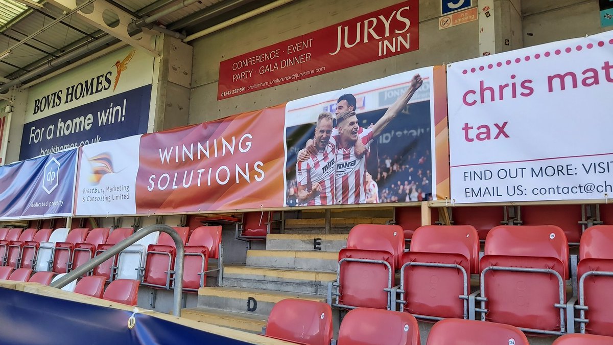 twmpix's tweet image. @Prestburymktg &apos;s advert at tonight&apos;s @CTFCofficial playoff game, featuring a @twmpix  image. A local business supporting their local club while also supporting us, the designer and the banner maker. #thankyou #glosbiz #OpenForBusiness