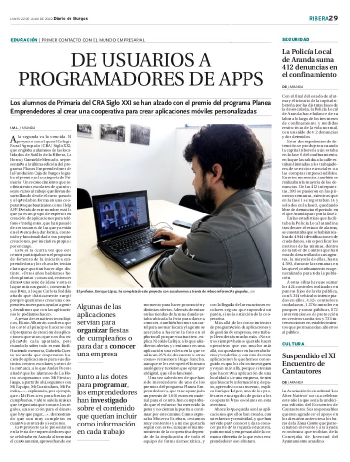 crasigloxxi's tweet photo. 💚 Escuela Pública Rural💚
Nuestros niños y niñas de #GumieldeMercado #LaHorra y #SotillodelaRibera son noticia en el @diariodeburgos por su capacidad de #innovación y #emprendimiento ¡SOMOS UN EQUIPAZO!  @emprendeCdB @Fundcajaburgos @mobincube_es @SamsungEspana @educacyl https://t.co/1WbrcFz9pR
