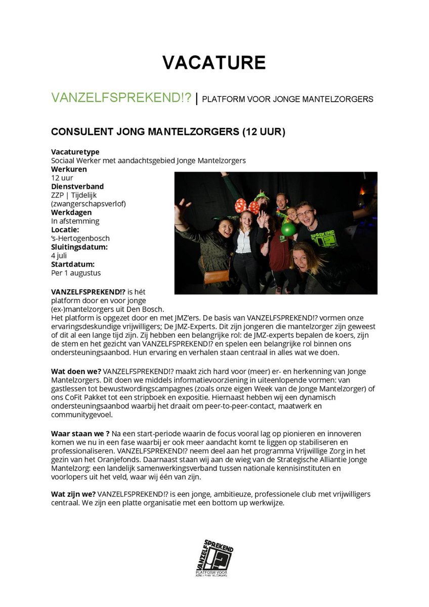 ISmit88's tweet photo. Vanzelfsprekend!? | Platform voor Jonge Mantelzorgers zoekt 2 nieuwe medewerkers!
Interesse om bij een jonge, ambitieuze, informele organisatie te werken?

Check de 2 vacatures!

https://t.co/GCsOgM6wJX https://t.co/FQ4LIobUkk