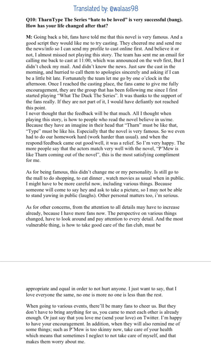 walaas98's tweet image. Translation of P’Mew’s full interview with Sudsapda. 

(2/2)
 
#SUDSAPDAxMewTalk