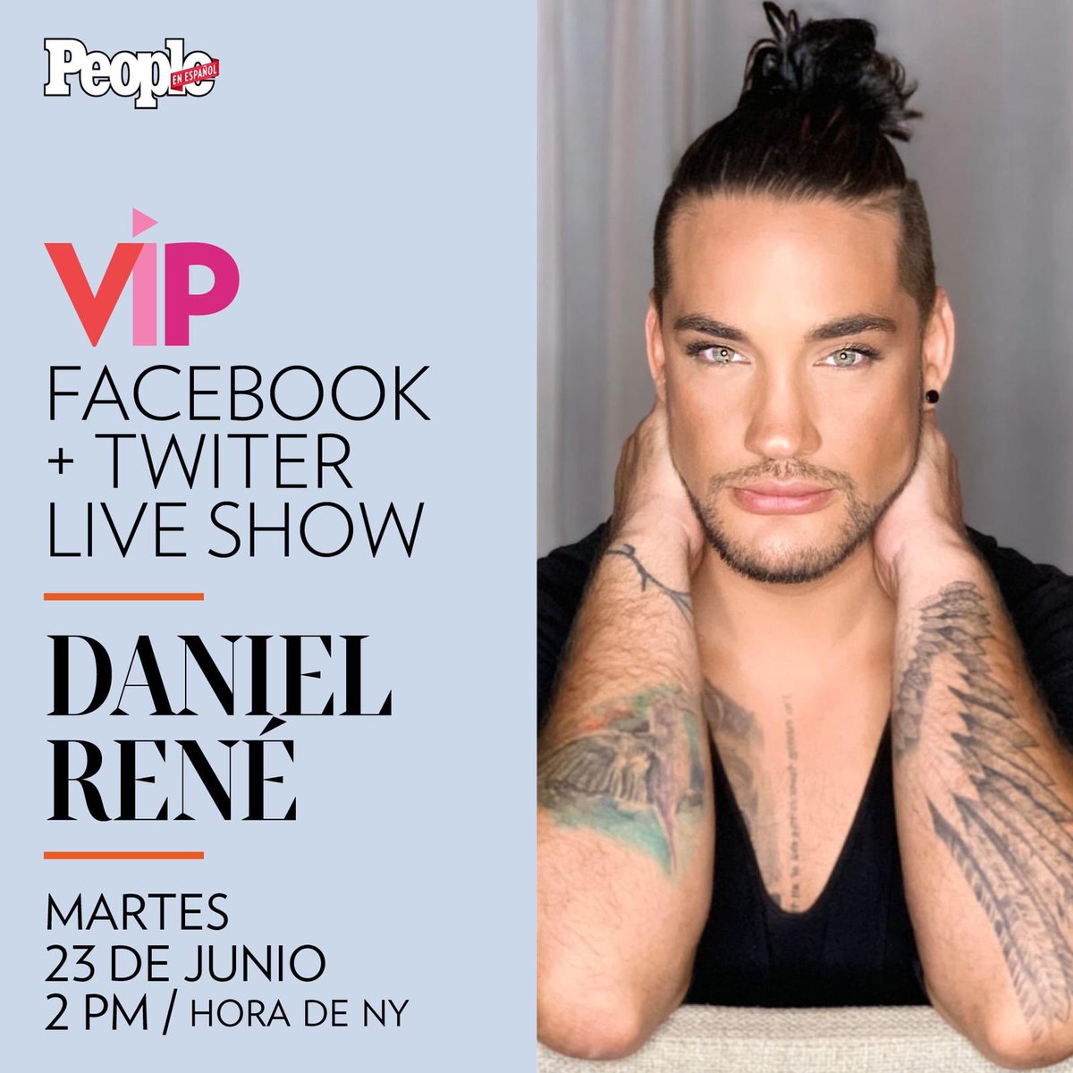 DanielReneMusic's tweet photo. No te pierdas mi entrevista con @peopleenespanol MAÑANA (martes) en el VIP show en Facebook y Twitter ❤️ 2pm EST/11am PST @danielrenemusic #facebookpeopleenespanol #peopleenespañol #danielrene https://t.co/06CArKCWTr
