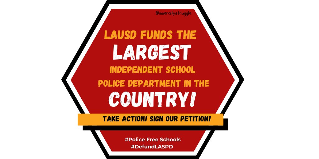 ICSEastLA's tweet photo. Over the last 40 yrs, @LASchools has relied on police to address minor issues and violations, criminalizing Black children and youth instead of meeting their needs. It is time for this to change! #ResourcesNOTCops
Take action by signing the petition.
https://t.co/N7IW3x0uec https://t.co/6Wjl29YpSg