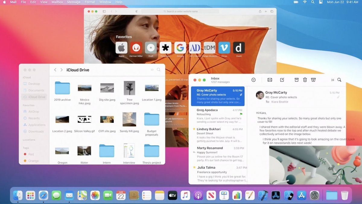techonezero's tweet photo. #WWDC20 #macOSbugsur New design in macOS Big Sur wants to match the mobile ecosystem https://t.co/k87fBZmfYg