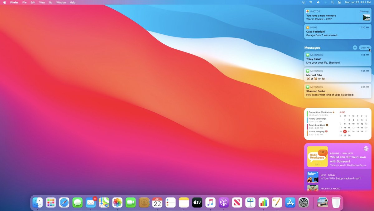 techonezero's tweet photo. #WWDC20 #macOSbigsur Redesigned Notification Center to match iOS14 and iPadOS14 widgets https://t.co/smwZfj4sS2