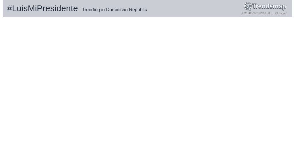 #luismipresidente es ahora una tendencia en Dominican Republic

trendsmap.com/r/DO_ttceyt