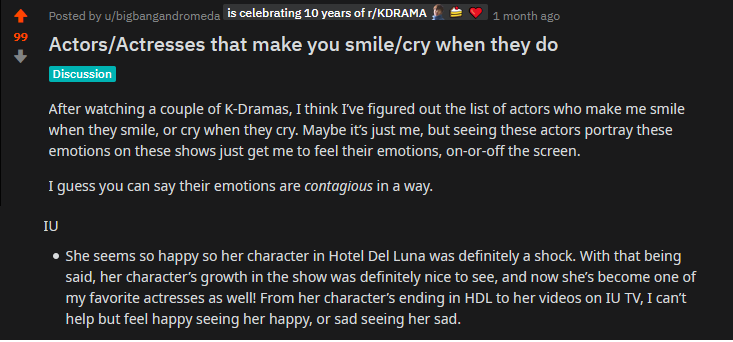 This one is just too cute! IU as one of their picks for 'Actresses that make you smile/cry when they do' just like how uaenas mirror IUs emotions and even expressions! Is it safe to assume some of them are becoming a full-pledged uaena? *looking at u @/bigbangandromeda* 