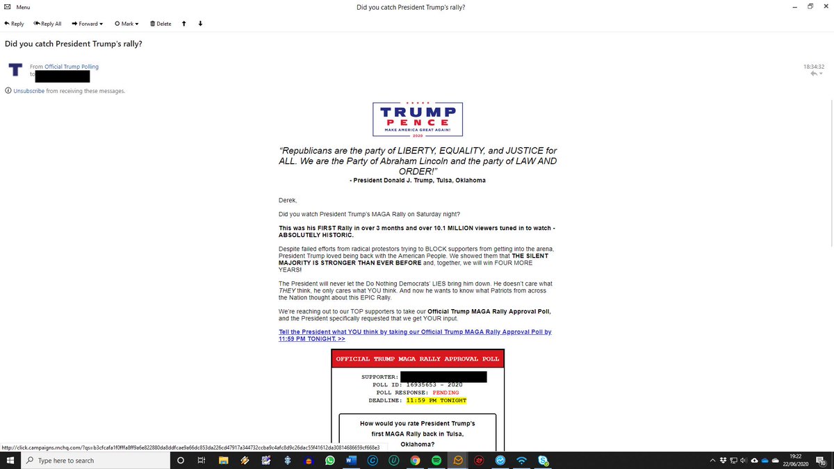 I have been ignoring most of the Trump emails.But this one is hilarious.