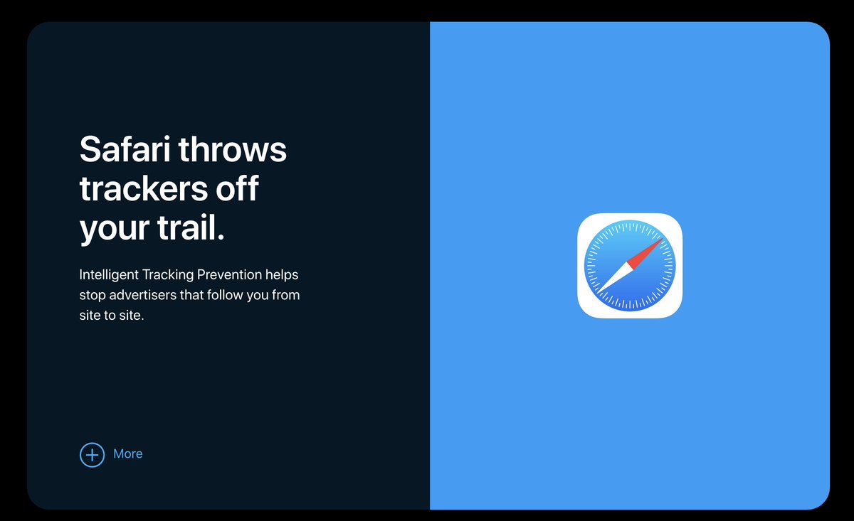 2/ The verb they use is "track" (note how "personalize" is more buried).  @apple has been consistent about trying to turn "track" from an insider digital marketing term to a dirty word. I'd wager they've succeeded (or are close to it).  https://www.apple.com/privacy/ 