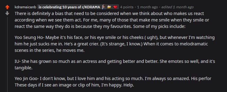 This one is just too cute! IU as one of their picks for 'Actresses that make you smile/cry when they do' just like how uaenas mirror IUs emotions and even expressions! Is it safe to assume some of them are becoming a full-pledged uaena? *looking at u @/bigbangandromeda* 