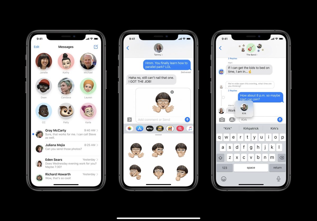 iMessage- Pinned conversation, marks your important person you love- Direct replies, hit reply each sentences you prefer to answer- Mention feature, You want you let him kow directly in the chat. DO IT, mention them