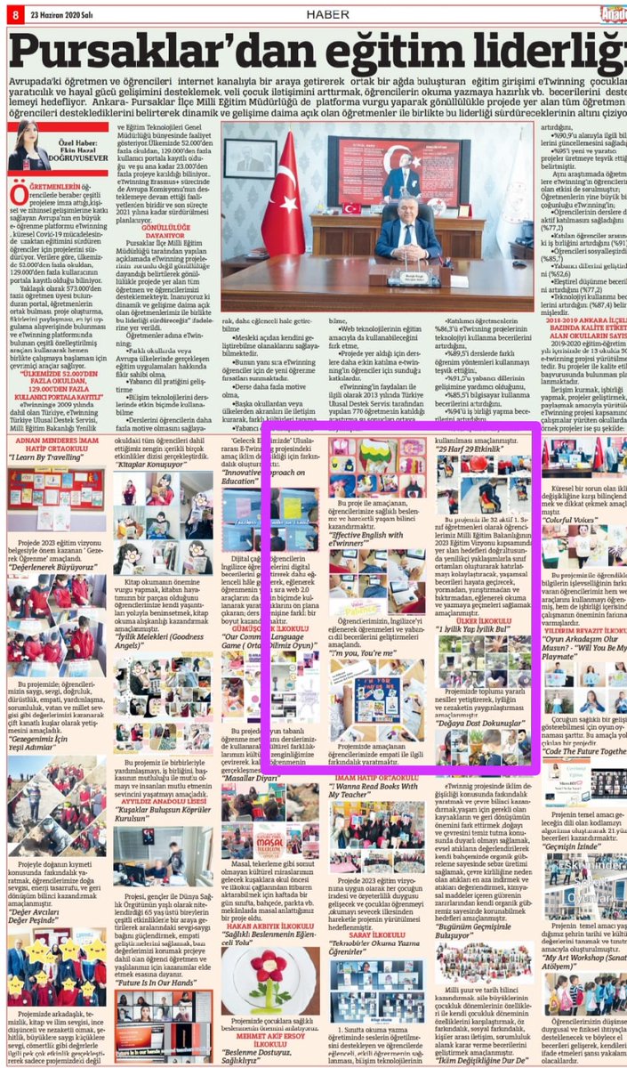 esmaklclr's tweet photo. Mehmet Akif Ersoy İlkokulu projeleri Pursaklar Anadolu Gazetesinde. Kuruculuğunu @sehersrf ve @Ayselcam092 in yaptığı Beslenme Dostuyuz Sağlıklıyız projemiz bunlardan biri. Teşekkürler @mustafakilicgil @Nry_OzgeSagbas @PursaklarMem @pursaklarmaeio @tretwinning @Bsdossag https://t.co/WhMsH2UkxJ