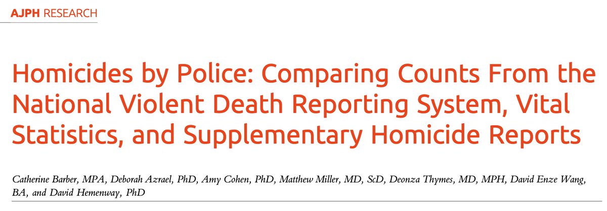 310/ Finds significant under-reporting of "legal intervention homicides" in several national systems, but finds from available data that "the annual rate of police homicide (0.24/100 000) varied 5-fold by state and 8-fold by race/ethnicity."