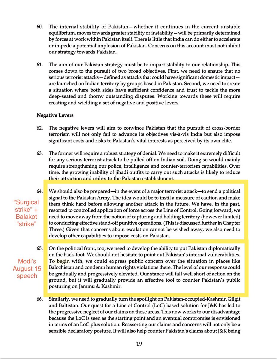 Here is the chapter on Pakistan... Two things stand out overall. 1. There is ZERO acknowledgement of Indian Occupied Kashmir as the foundation of the conflict and the destroyer of the relationship. 2. The emphasis is entirely on “terrorism”. 3/n