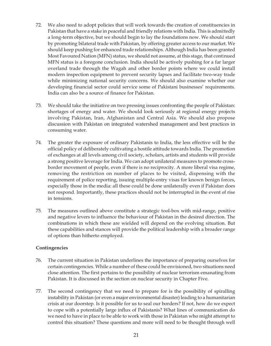 Here is the chapter on Pakistan... Two things stand out overall. 1. There is ZERO acknowledgement of Indian Occupied Kashmir as the foundation of the conflict and the destroyer of the relationship. 2. The emphasis is entirely on “terrorism”. 3/n