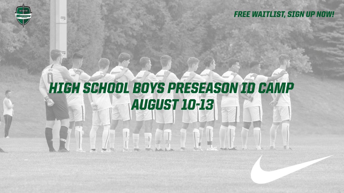 The WLC Men’s Soccer program will be hosting our 2020 High School Boys Preseason ID Camp in the evenings of August 10-13. 
Register now as payment is not required until camp is a confirmed go!

soccer.wlcsportscamps.com/high-school-bo…

Hope to see you there to work with the Warriors! #COYW 💚⚔️⚽️