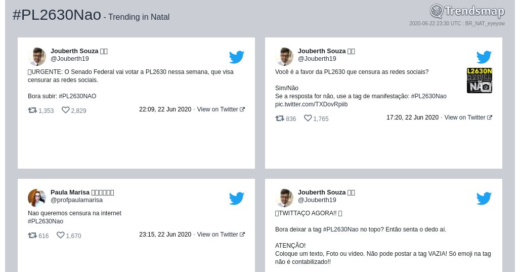 TrendsNatal's tweet photo. #pl2630nao é tendência em #Natal

https://t.co/lP432yeHna https://t.co/4K6ShOH4nb