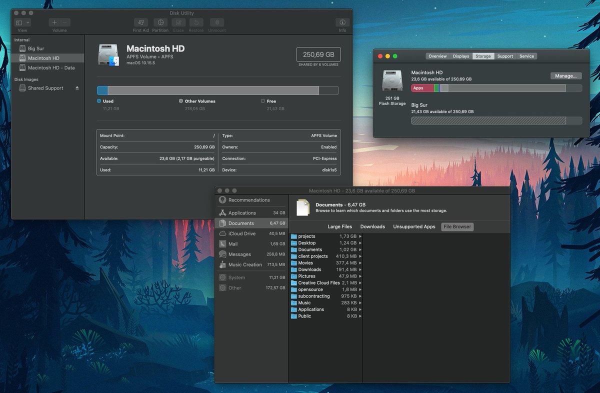 martinlasek's tweet image. #whelp

Does anybody have a hint for me how to free up storage on macOS Catalina?

I honestly cannot tell what takes up 200GB as you can see in the FileBrowser I barely have files on my system.

I wonder what is taking up all this storage. Even Applications only sums up to 34GB
