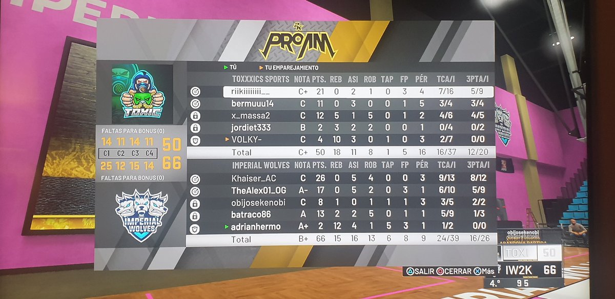 Buen partido contra <a href="/ToxicsEsports/">Toxics Esports</a> de la <a href="/MMLeague2k/">Mamba Mentality League</a> donde ya nos empezamos a preparar para el PO, GoWolves 💪🏀💪