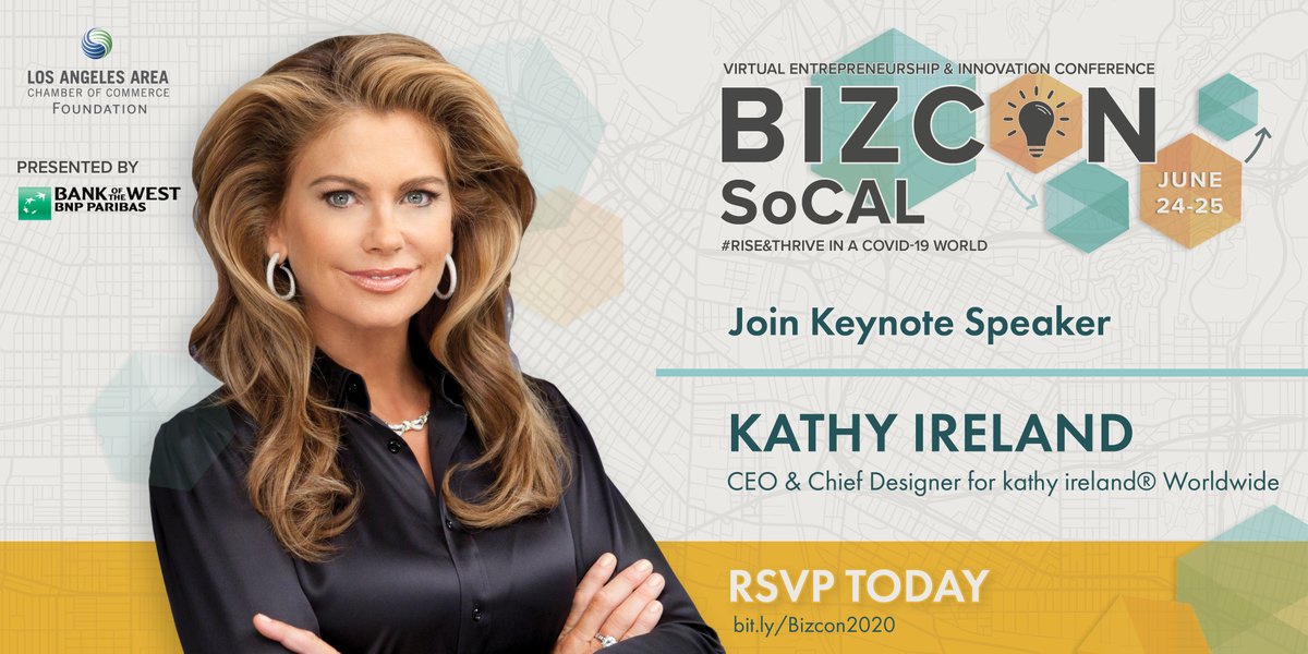 L.A. Area Chamber (@laareachamber) on Twitter photo We are so excited to hear <a href="/kathyireland/">kathy ireland</a> and her keynote address for #BIZCON2020 happening this Wednesday, June 25. If you are an #entrepreneur then don't miss this opportunity and register today at Bizconsocal.com We are so excited to hear <a href="/kathyireland/">kathy ireland</a> and her keynote address for #BIZCON2020 happening this Wednesday, June 25. If you are an #entrepreneur then don't miss this opportunity and register today at Bizconsocal.com