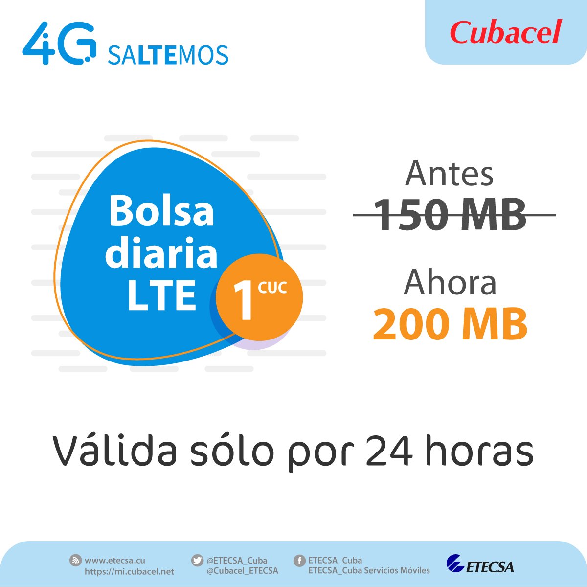 carloslopez_lpz's tweet photo. #ETECSA anuncia nuevos paquetes para la navegación por la #Red4G.
https://t.co/JsBNytmaRv https://t.co/qM0tqcbHsY